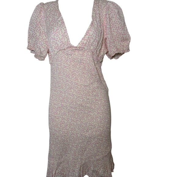 Area Stars Amalia Smocked Floral Mini Dress Pink Size Large - Picture 4 of 6